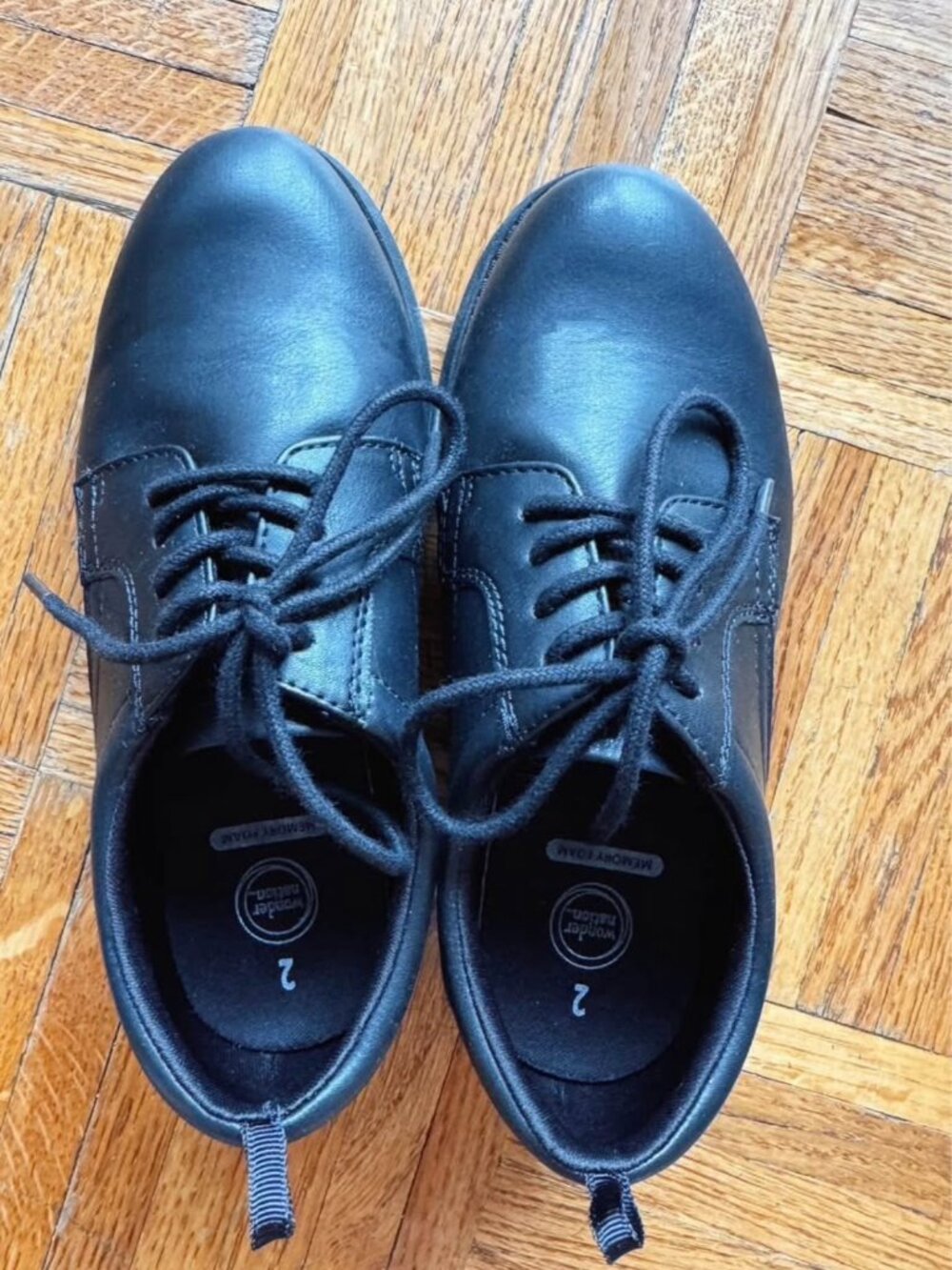 Wonder Nation Boys Black Lace-Up Dress Shoes Size 2